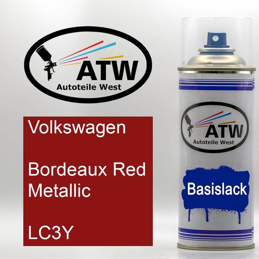 Volkswagen, Bordeaux Red Metallic, LC3Y: 400ml Sprühdose, von ATW Autoteile West.